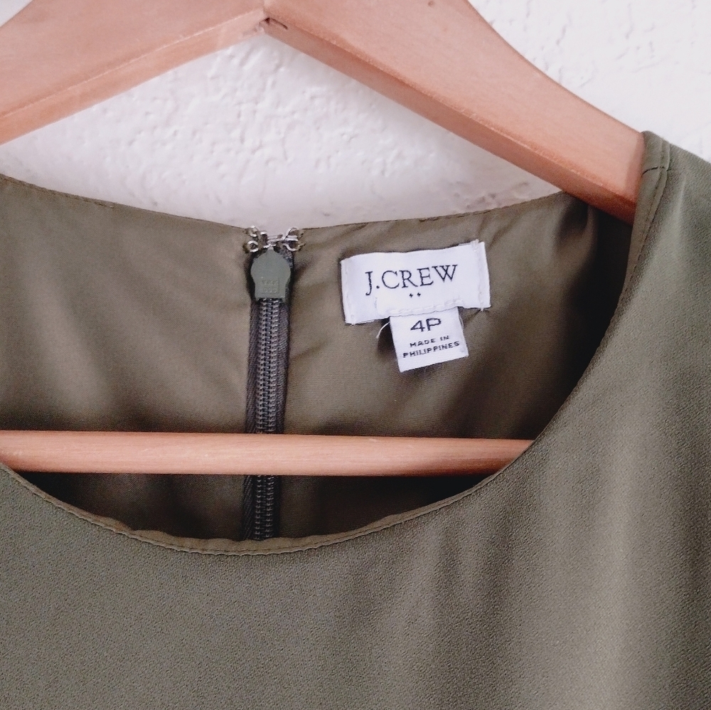 J. Crew Olive Mini Dress with Waist Tie - Picture 5 of 6